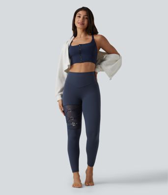 Halara UltraSculpt™ High Waisted Tummy Control Breathable Mesh Buckle Yoga 7/8 Leggings