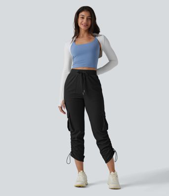 Pantalon cargo de sport SoftlyZero™ Airy taille mi-haute à cordon, effet frais, avec poches, UPF 50+