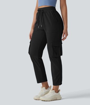 Pantalon cargo de sport SoftlyZero™ Airy taille mi-haute à cordon, effet frais, avec poches, UPF 50+