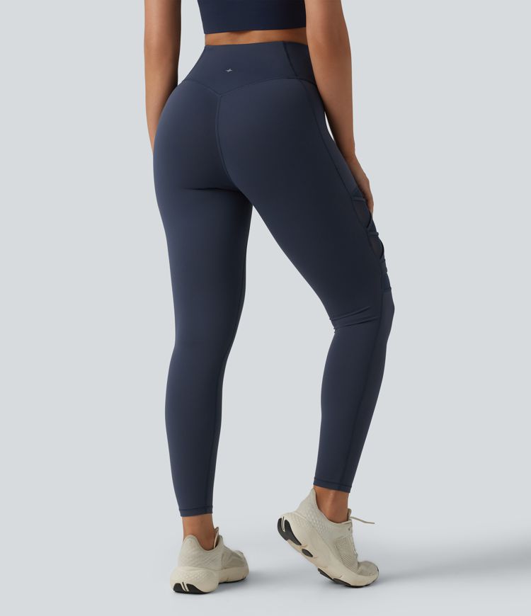 Halara UltraSculpt™ High Waisted Tummy Control Breathable Mesh Buckle Yoga 7/8 Leggings