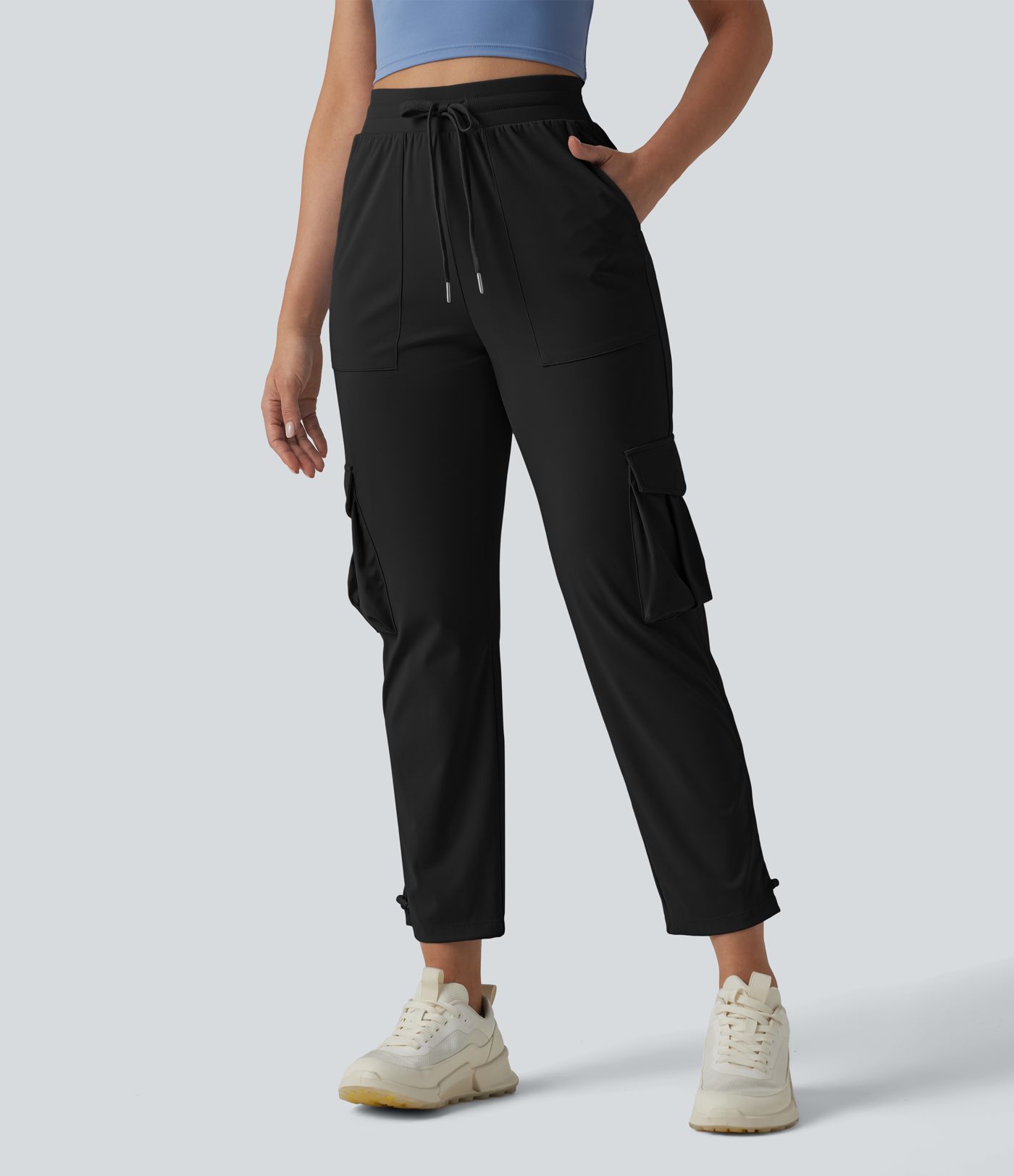 Pantalon cargo de sport SoftlyZero™ Airy taille mi-haute à cordon, effet frais, avec poches, UPF 50+