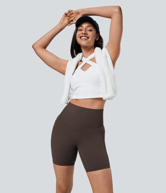 Halara UltraSculpt™ High Waisted Tummy Control Pocket Shaping Training Biker Shorts 7''