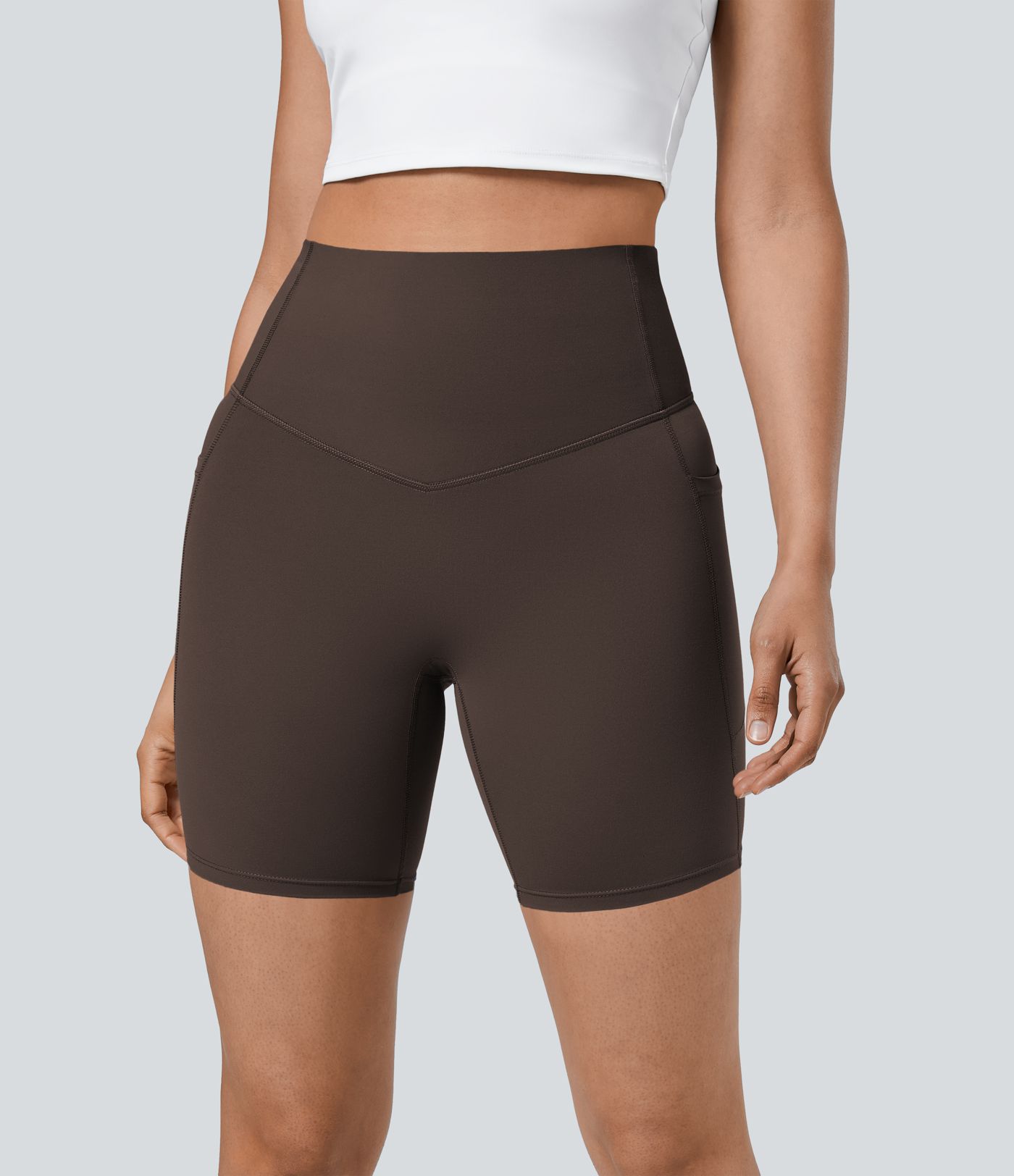 Halara UltraSculpt™ High Waisted Tummy Control Pocket Shaping Training Biker Shorts 7''