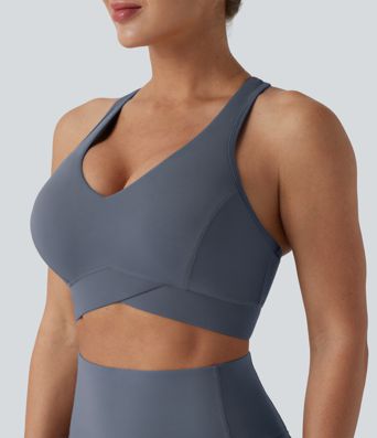 Halara UltraSculpt™ Light Support V Neck Racerback Running Sports Bra D-F Cups