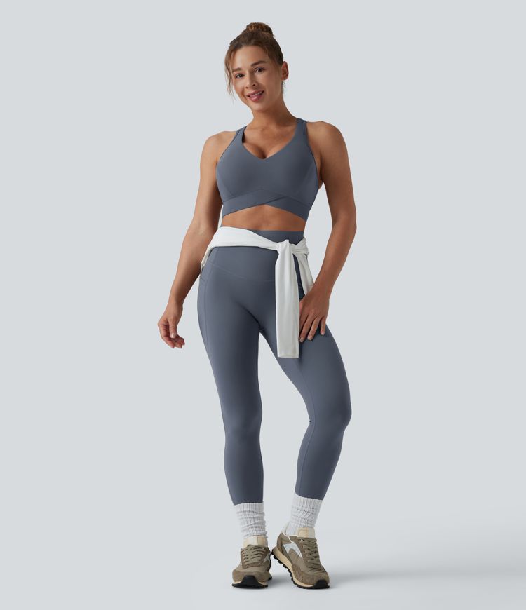 Halara UltraSculpt™ Light Support V Neck Racerback Running Sports Bra D-F Cups