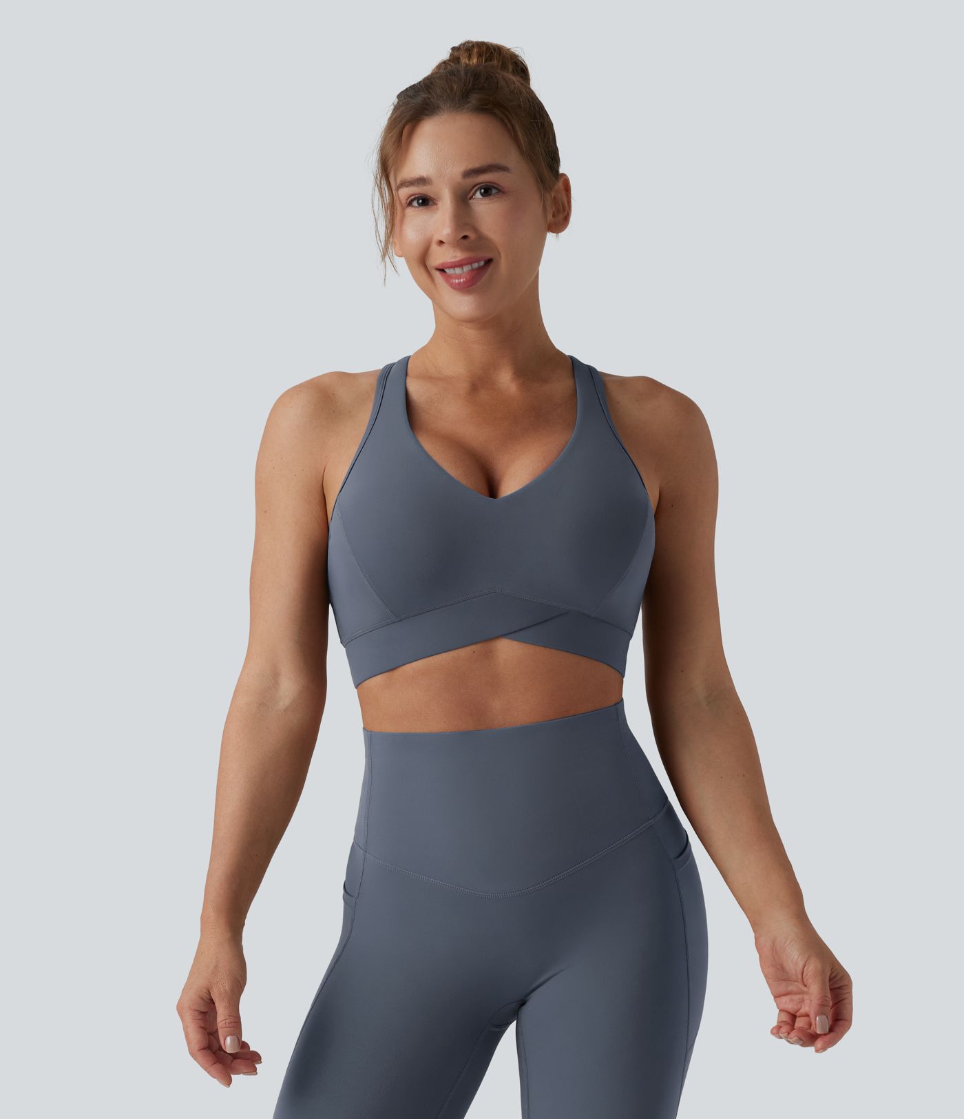 Halara UltraSculpt™ Light Support V Neck Racerback Running Sports Bra D-F Cups