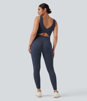 Halara UltraSculpt™ V Neck Butt Lifting Workout Jumpsuit with Pockets