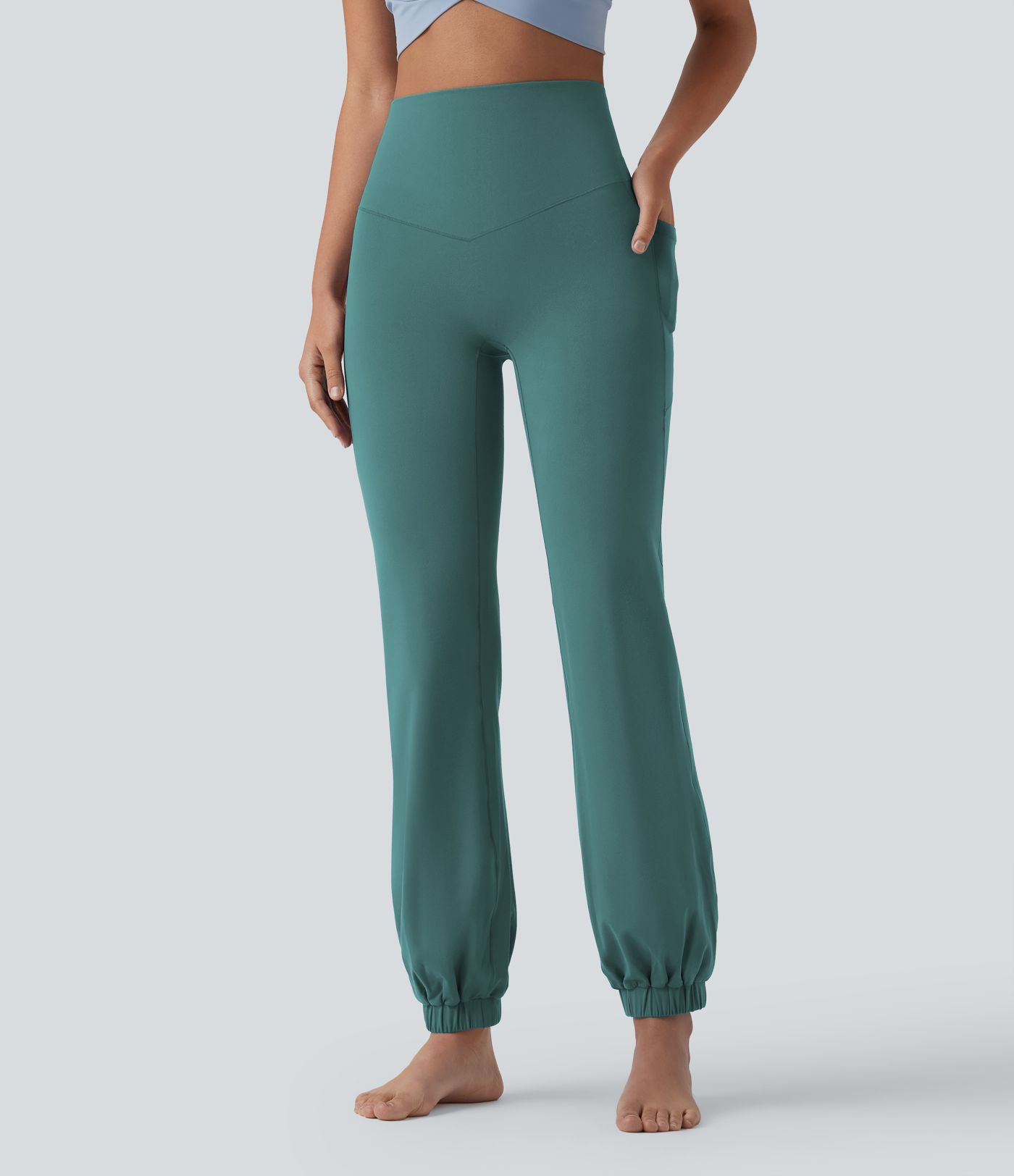 SoftlyZero™ Jogger tip balon pentru dans, talie înaltă, cu efect de modelare a abdomenului, cu buzunare