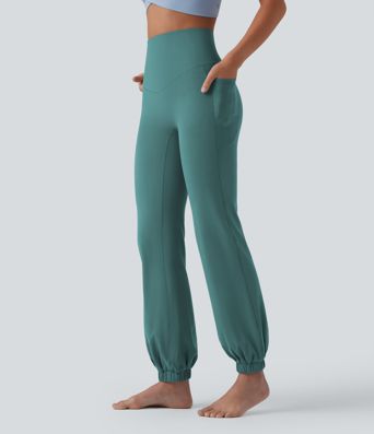 SoftlyZero™ Jogger tip balon pentru dans, talie înaltă, cu efect de modelare a abdomenului, cu buzunare