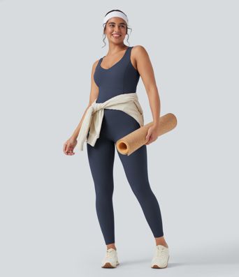 Halara UltraSculpt™ V Neck Butt Lifting Workout Jumpsuit with Pockets