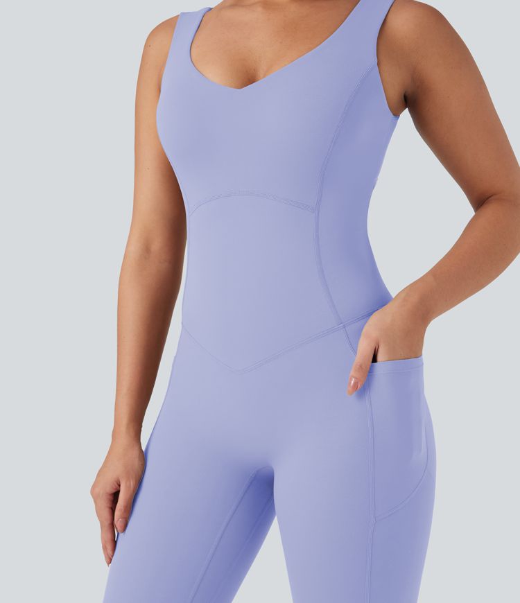 Combinaison d'entraînement Halara UltraSculpt™ col V effet push-up avec poches