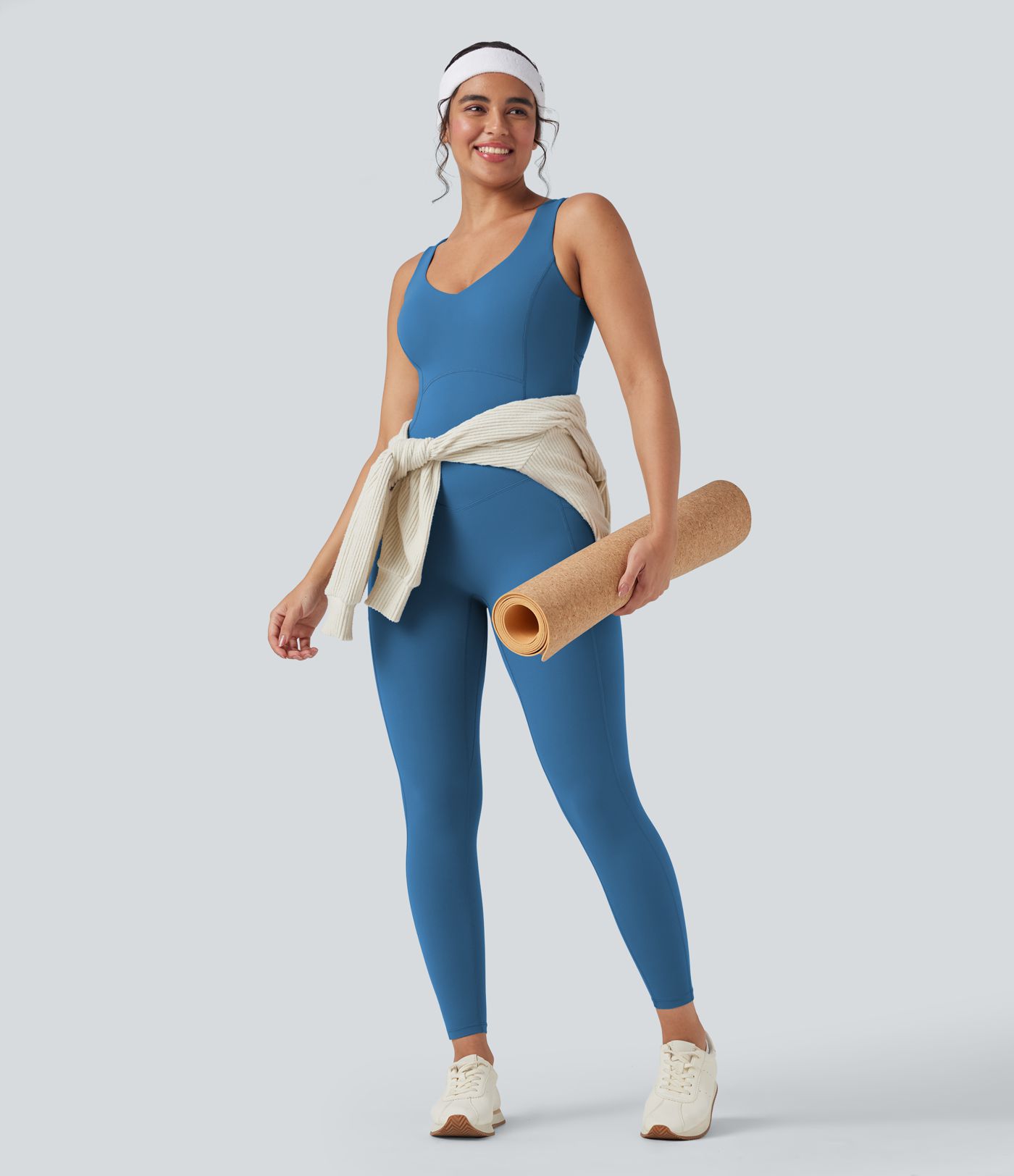 Halara UltraSculpt™ V Neck Tummy Control Butt Lifting Workout Jumpsuit with Pockets Halara UltraSculpt™ V Neck Tummy Control Butt Lifting Workout Jumpsuit with Pockets