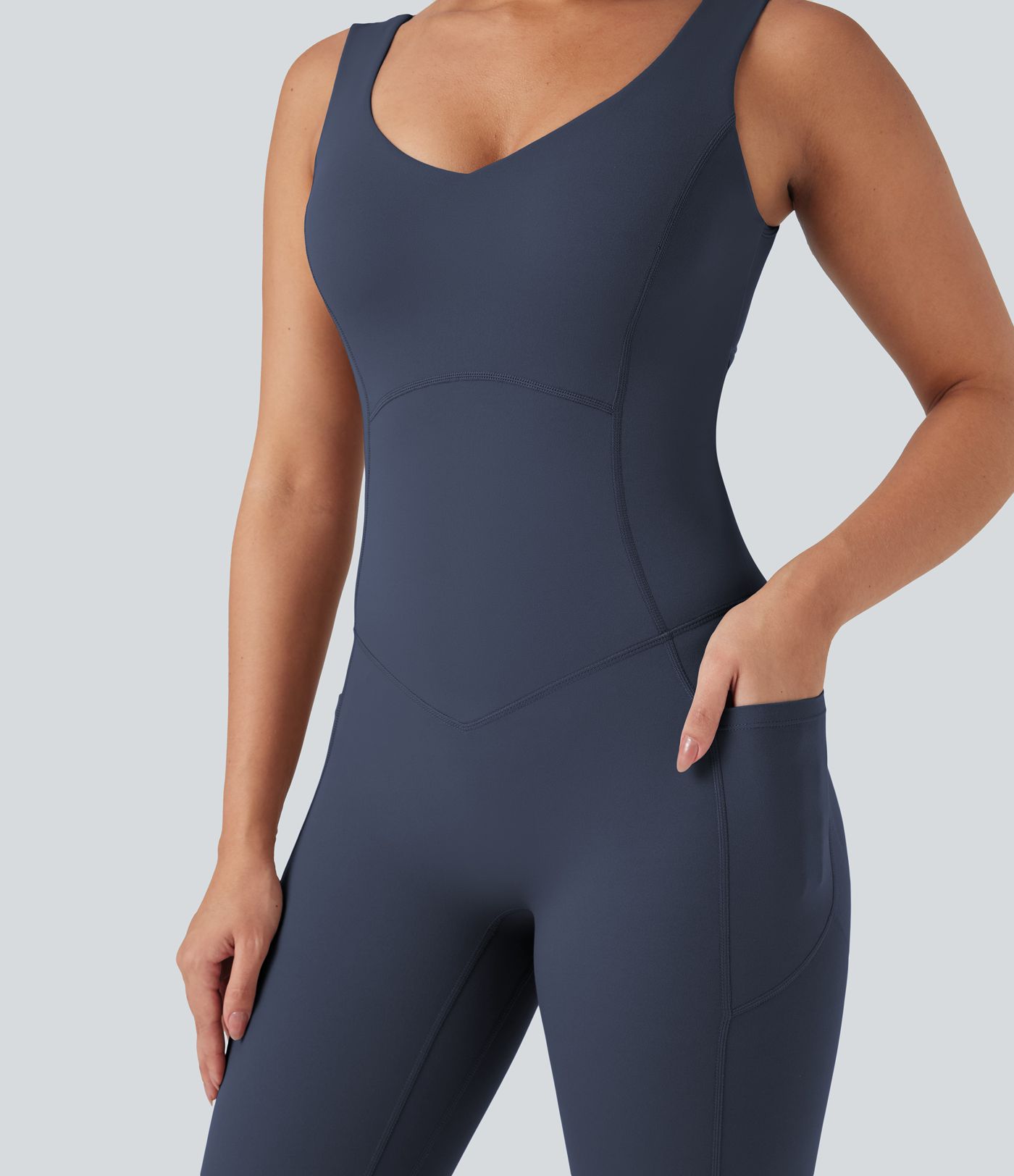 Halara UltraSculpt™ V Neck Butt Lifting Workout Jumpsuit with Pockets