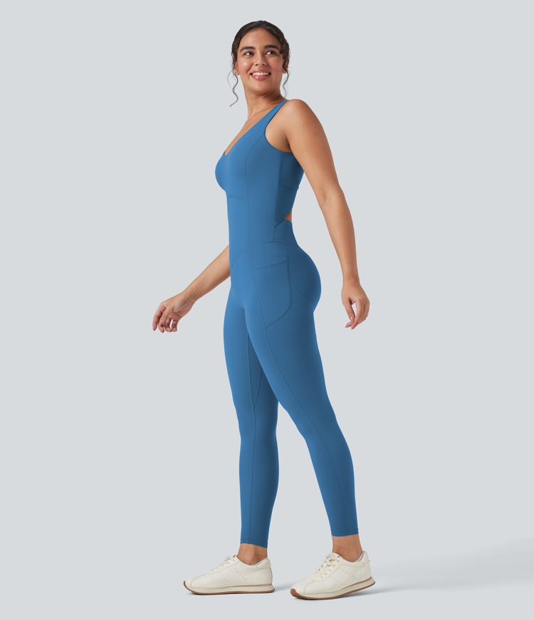 Halara UltraSculpt™ V Neck Tummy Control Butt Lifting Workout Jumpsuit with Pockets Halara UltraSculpt™ V Neck Tummy Control Butt Lifting Workout Jumpsuit with Pockets