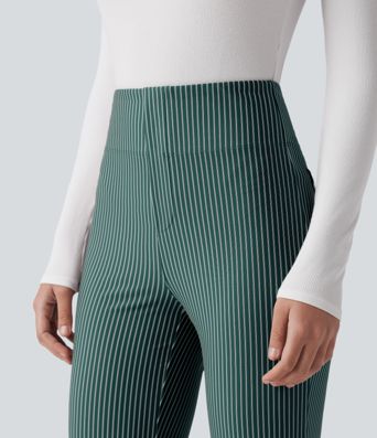 Halara Flex™ High Waisted Striped Work Flared Trousers with Pockets