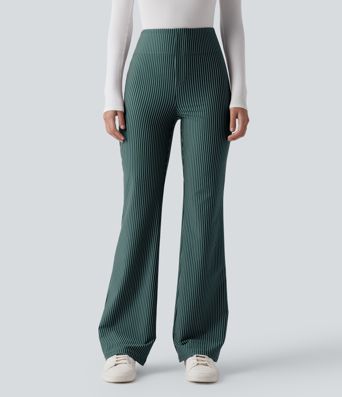 Halara Flex™ High Waisted Striped Work Flared Trousers with Pockets