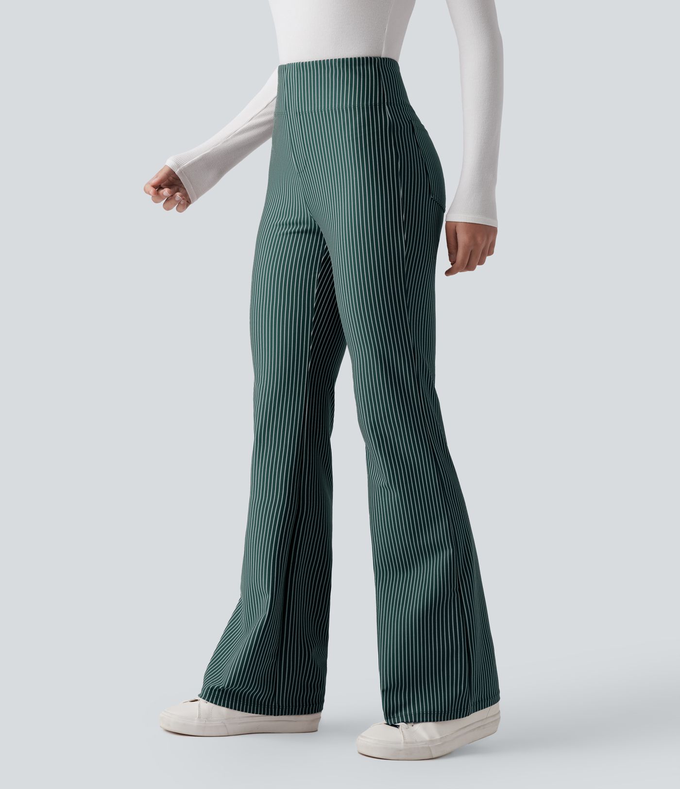 Halara Flex™ High Waisted Striped Work Flared Trousers with Pockets