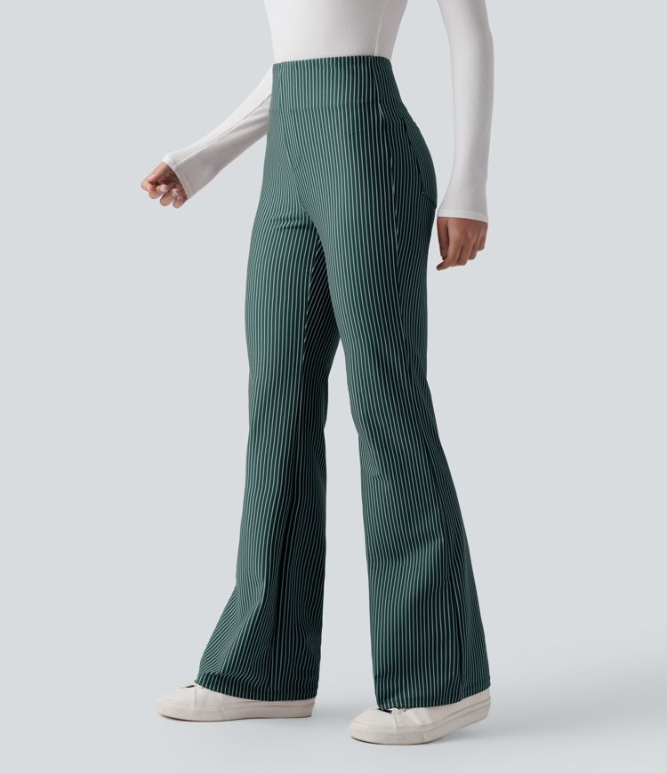Halara Flex™ High Waisted Striped Work Flared Trousers with Pockets