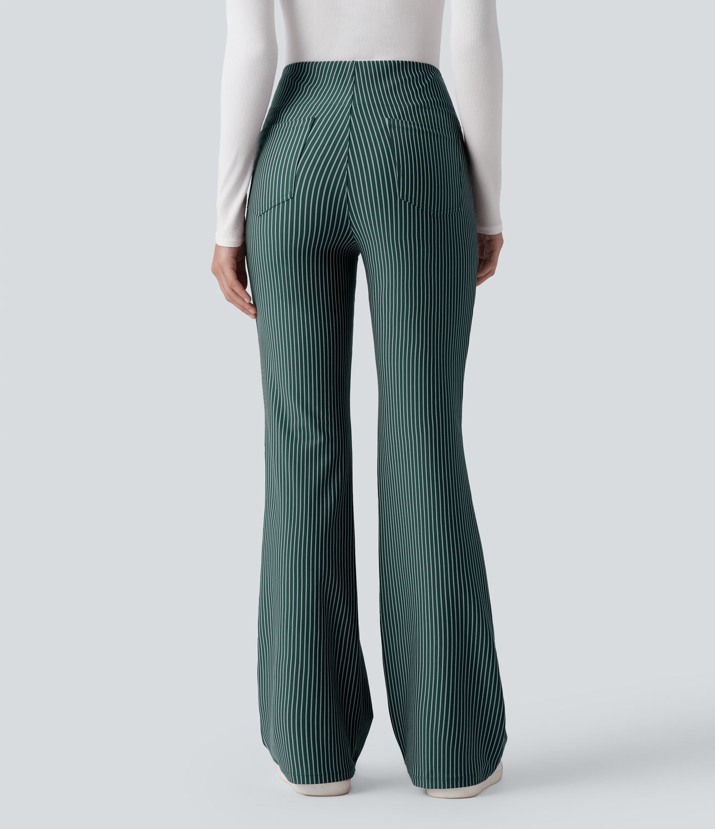 Halara Flex™ High Waisted Striped Work Flared Trousers with Pockets