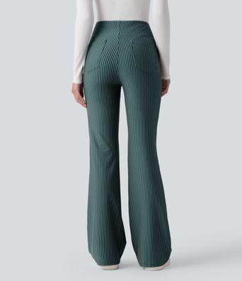 Halara Flex™ High Waisted Striped Work Flared Trousers with Pockets