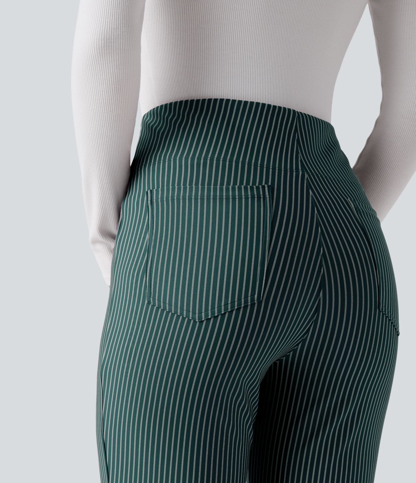 Halara Flex™ High Waisted Striped Work Flared Trousers with Pockets