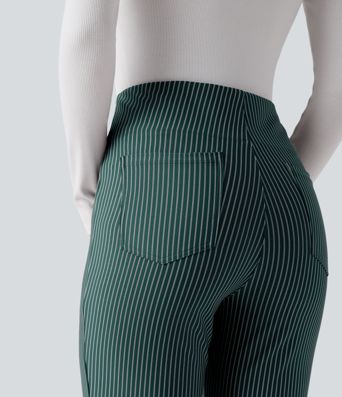 Halara Flex™ High Waisted Striped Work Flared Trousers with Pockets