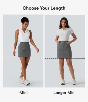 High Waisted A Line Mini Golf Skirt with Pockets-Longer Length