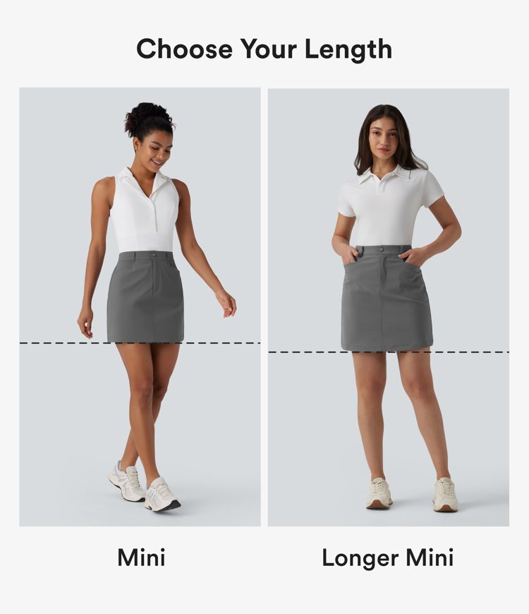 High Waisted A Line Mini Golf Skirt with Pockets-Longer Length
