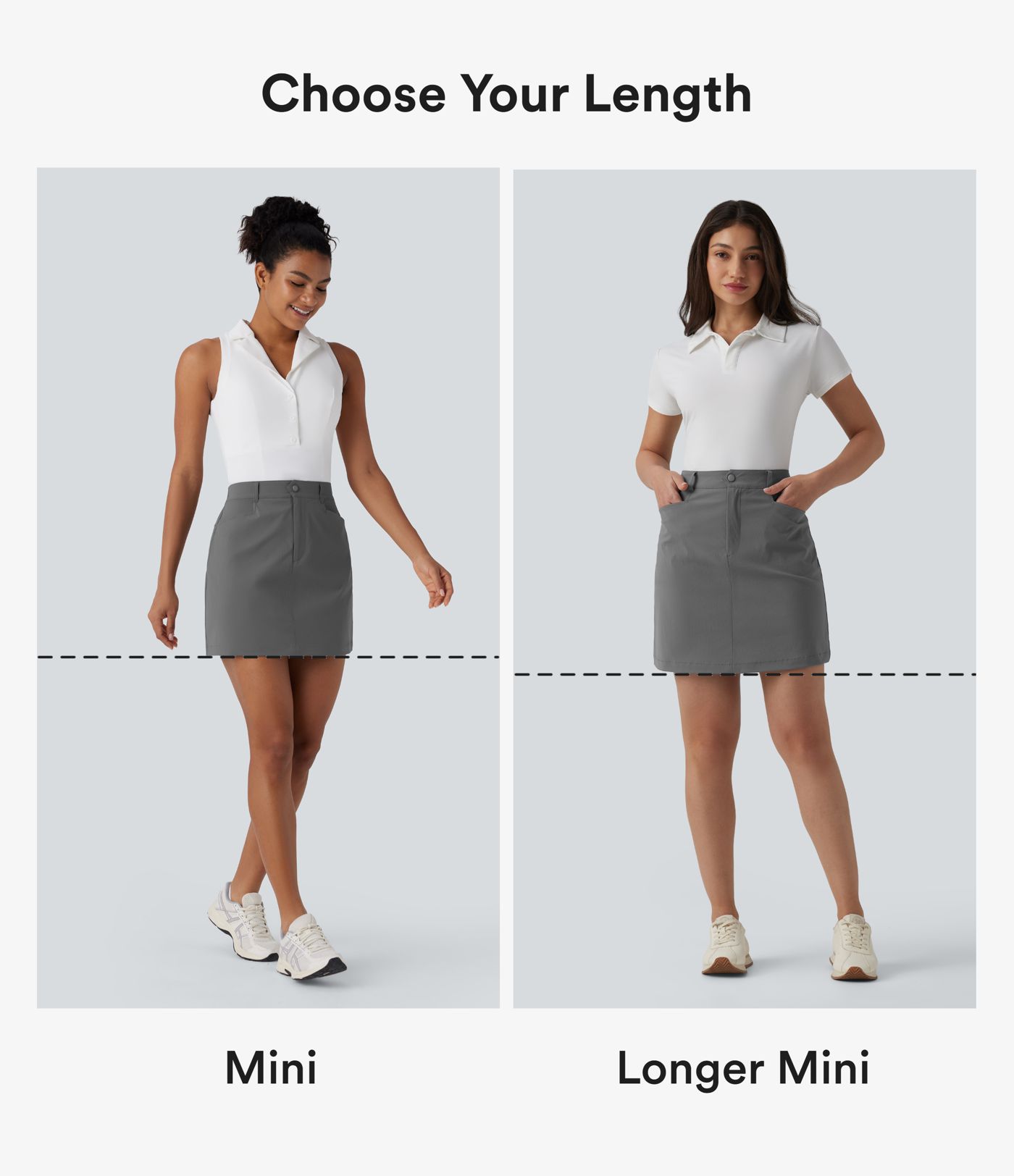 High Waisted Zipper Pocket A Line Mini Golf Skirt
