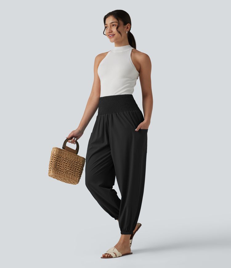 Breezeful™ Ultra High-Waist Shirred Quick Dry Resort Joggers with Pockets