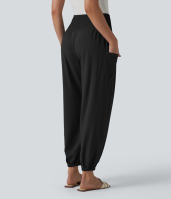 Breezeful™ Ultra High-Waist Shirred Quick Dry Resort Joggers with Pockets
