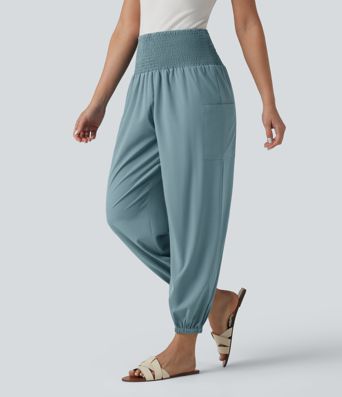 Breezeful™ Ultra High-Waist Shirred Quick Dry Resort Joggers with Pockets