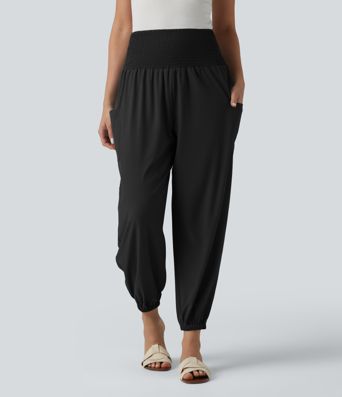 Breezeful™ Ultra High-Waist Shirred Quick Dry Resort Joggers with Pockets
