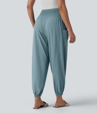 Breezeful™ Ultra High-Waist Shirred Quick Dry Resort Joggers with Pockets