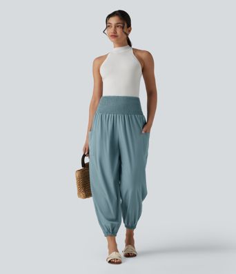 Breezeful™ Ultra High-Waist Shirred Quick Dry Resort Joggers with Pockets