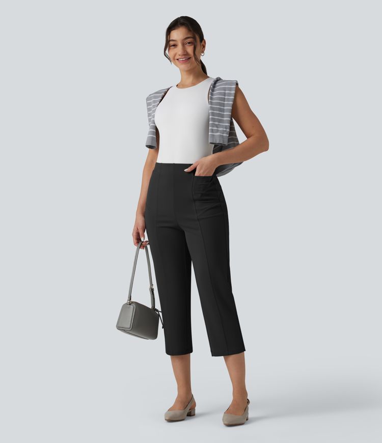 Halara Flex™ High Waisted Straight Leg Cropped Work Pants with Pockets