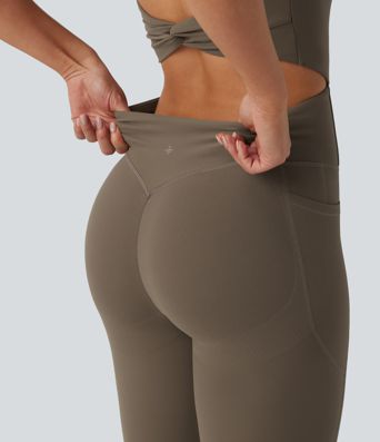Halara UltraSculpt™ Twisted Backless Tummy Control Butt Lifting Bootcut Workout Jumpsuit with Pockets-Easy Peezy Edition