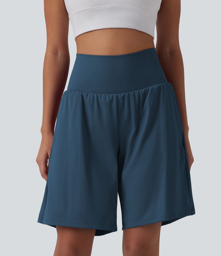 SoftlyZero™ Airy Super High Waisted 2-in-1 Cool Touch Yoga Shorts 9" with Pockets