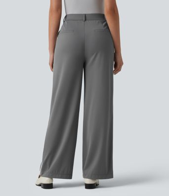 Halara Flex™ High Waisted Straight Leg Stripe Quick Dry Work Pants with Pockets-UPF40+