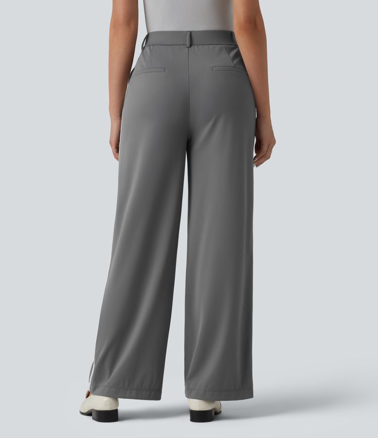 Halara Flex™ High Waisted Straight Leg Stripe Quick Dry Work Pants with Pockets-UPF40+