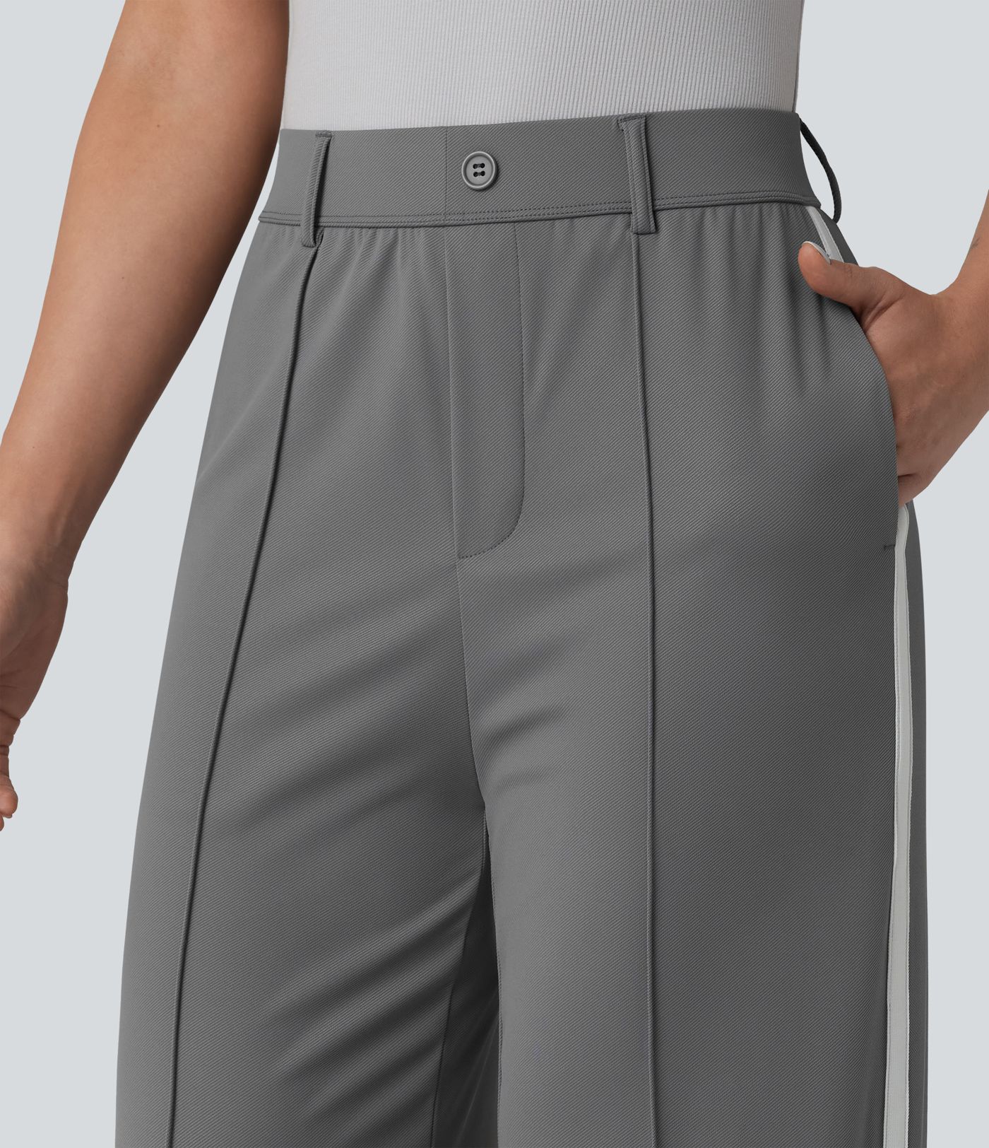 Halara Flex™ High Waisted Straight Leg Stripe Quick Dry Work Pants with Pockets-UPF40+