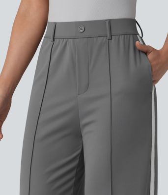 Halara Flex™ High Waisted Straight Leg Stripe Quick Dry Work Pants with Pockets-UPF40+