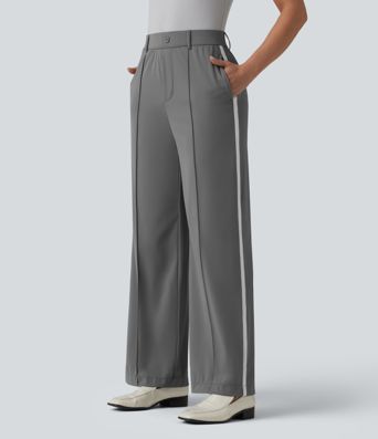 Halara Flex™ High Waisted Straight Leg Stripe Quick Dry Work Pants with Pockets-UPF40+