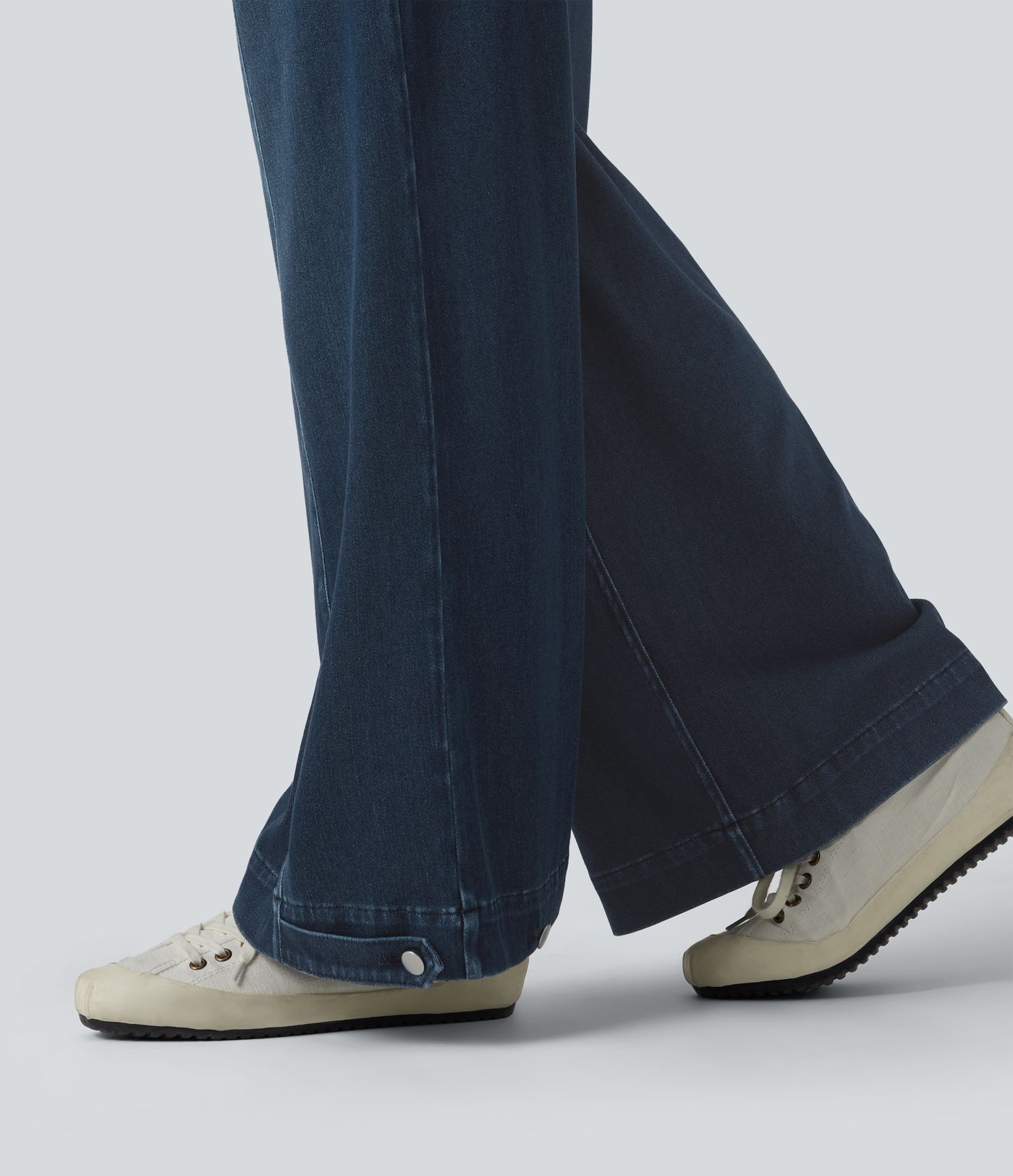 Halara Flex™ Mid Rise Adjustable Hem Draped Lyocell Washed Casual Baggy Wide Leg Jeans with Pockets