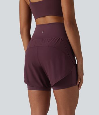 Shorts yoga Breezeful™ taille super haute 2-en-1 séchage rapide, ourlet arrondi, entrejambe 13cm, avec poches 