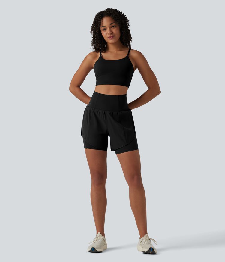 Breezeful™ Super High Waisted Curved Hem 2-in-1 Quick Dry Yoga Shorts 5'' with Pocket
