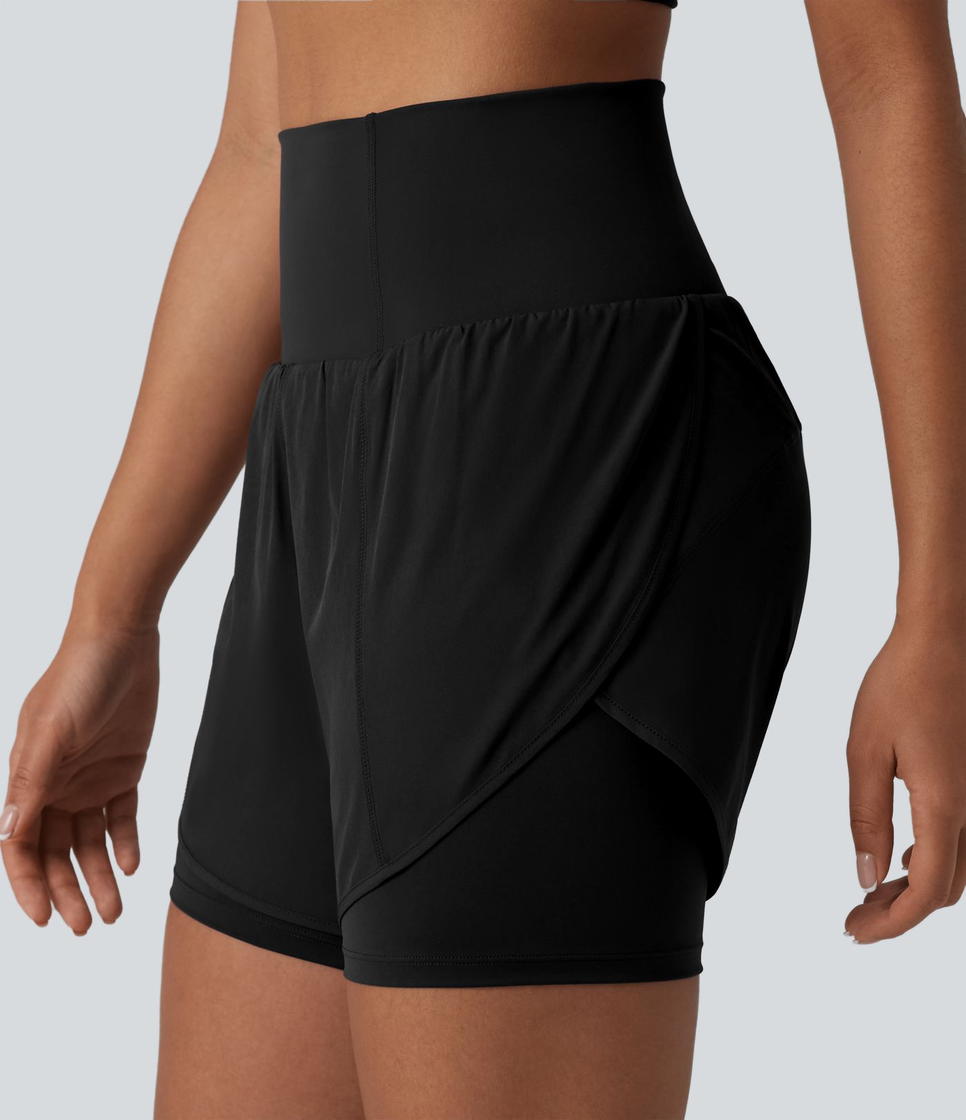 Breezeful™ Super High Waisted Curved Hem 2-in-1 Quick Dry Yoga Shorts 5'' with Pocket