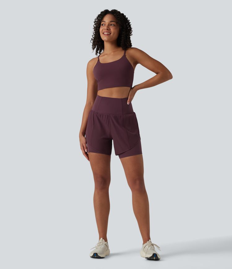 Shorts yoga Breezeful™ taille super haute 2-en-1 séchage rapide, ourlet arrondi, entrejambe 13cm, avec poches 