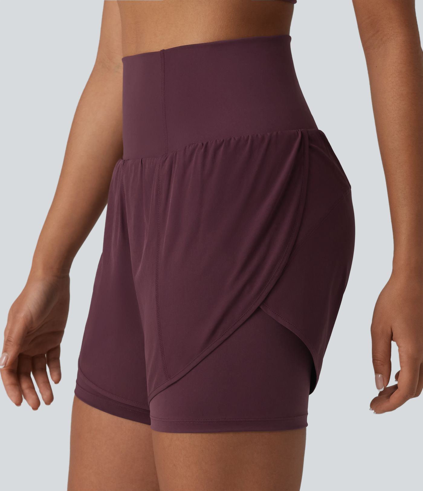 Shorts yoga Breezeful™ taille super haute 2-en-1 séchage rapide, ourlet arrondi, entrejambe 13cm, avec poches 