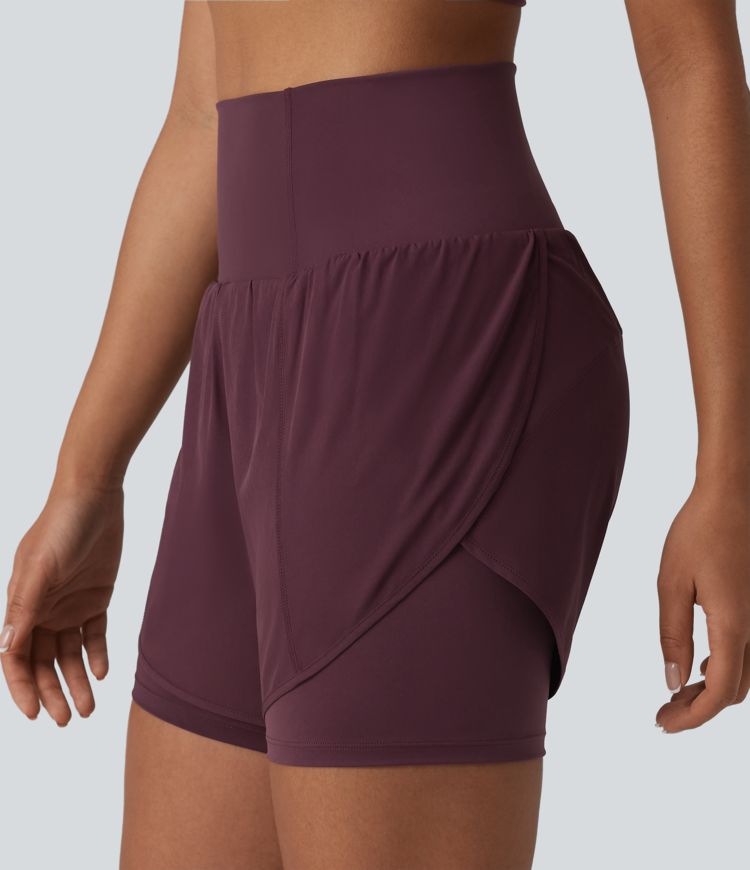 Shorts yoga Breezeful™ taille super haute 2-en-1 séchage rapide, ourlet arrondi, entrejambe 13cm, avec poches 